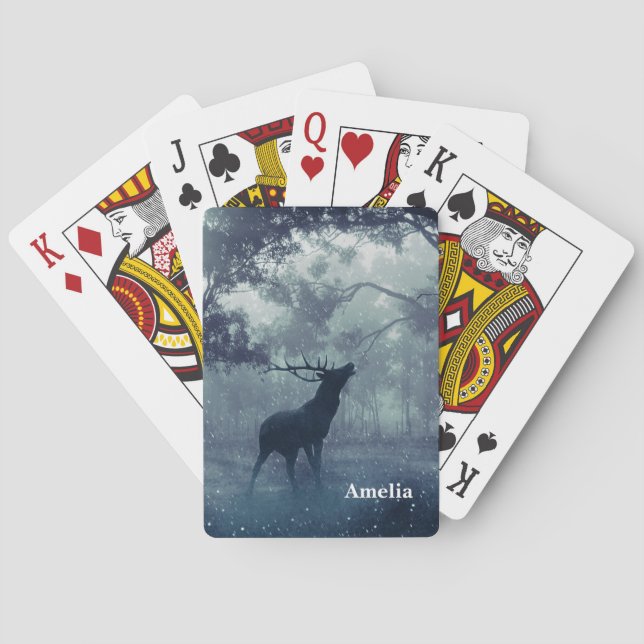 Jeu De Cartes Cerf avec Antlers dans une forêt ombragée (dos)