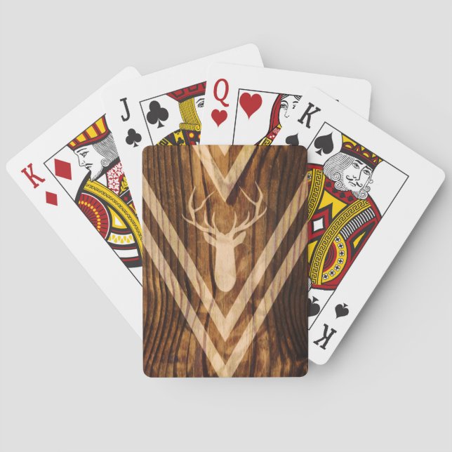 Jeu De Cartes Cerf de Boho sur bois rustique (dos)