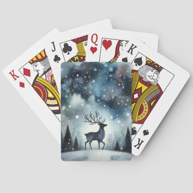 Jeu De Cartes Cerf d'une Nuit d'Hiver Étoilée (dos)