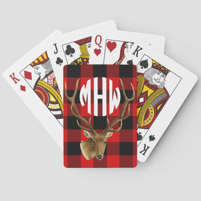 Jeu De Cartes Cerf rouge noir Cercle blanc Monogramme Buffalo Pl (dos)
