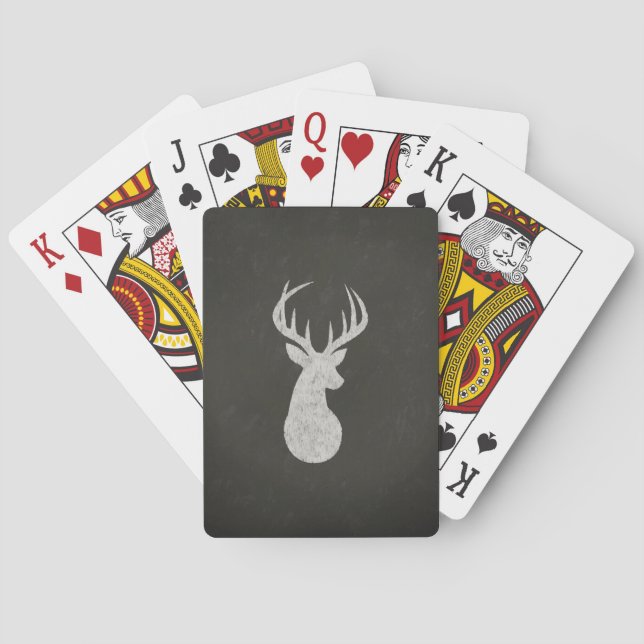 Jeu De Cartes Cerfs communs avec le dessin de craie (dos)