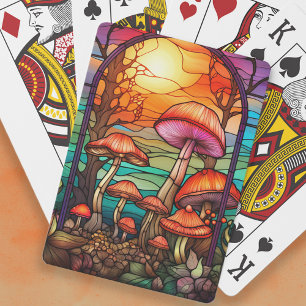 Jeu De Cartes Champignons en verre coloré lever du soleil