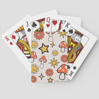 Jeu De Cartes Champignons, Fleurs Et Étoiles Tan Playing Cards