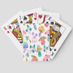 Jeu De Cartes Champignons mignons à l'aquarelle