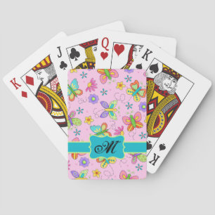 Jeu De Cartes Charming Whimsy Butterflies Pink Monogramme