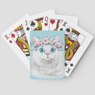 Jeu De Cartes Chat à fleurs blanc sucré