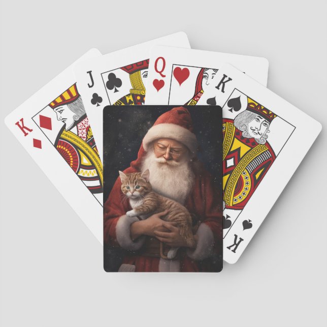 Jeu De Cartes Chat abyssinien avec Noël Festif du Père Noël (dos)