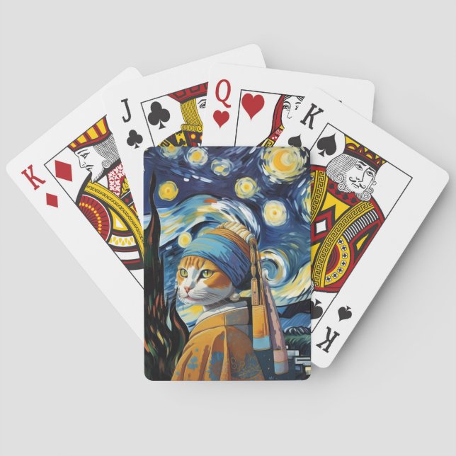 Jeu De Cartes Chat avec boucle d'oreille (dos)
