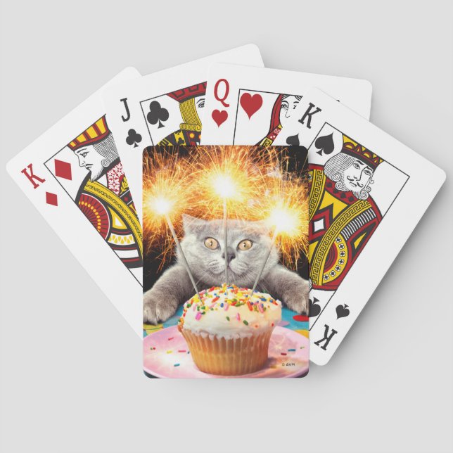 Jeu De Cartes Chat Avec Cupcake Sparkler (dos)