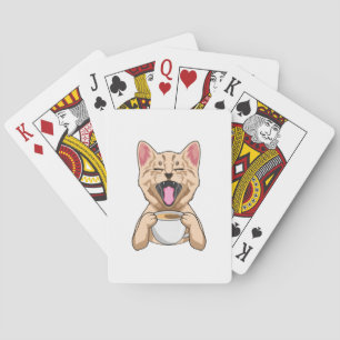 Jeu De Cartes Chat avec tasse de café