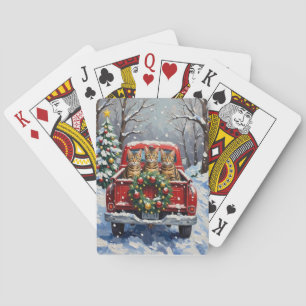 Jeu De Cartes Chat Bengal Noël Camion Rouge Fêtes
