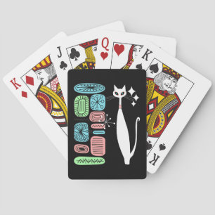 Jeu De Cartes Chat blanc moderne de la rétro moitié du siècle