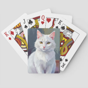 Jeu De Cartes Chat Blanc Peinture d'Animal de Compagnie Chat à
