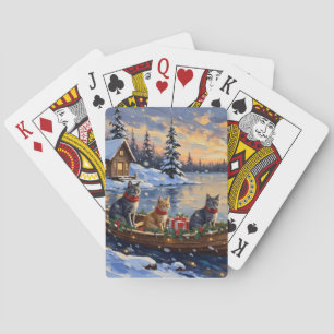 Jeu De Cartes Chat Bleu Russe Noël Bateau Fêtes
