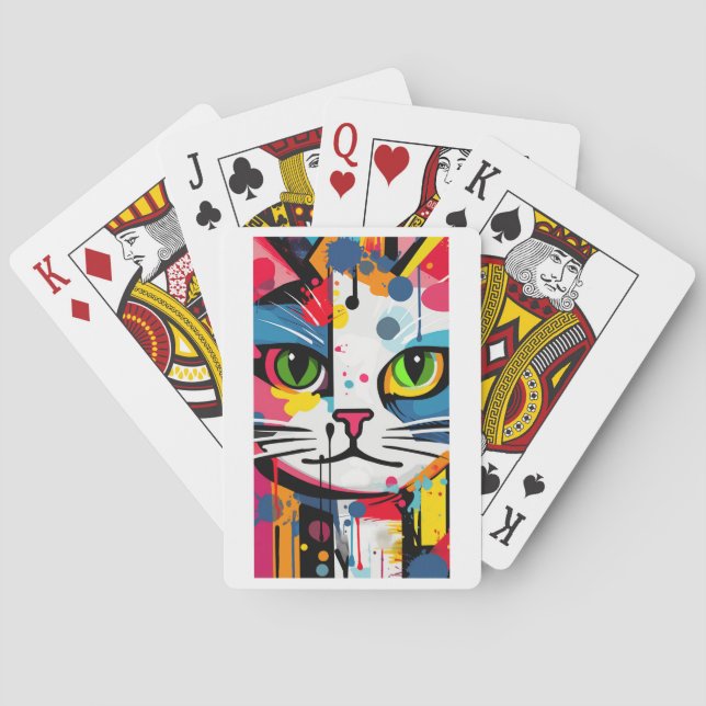 Jeu De Cartes Chat Coloré (dos)