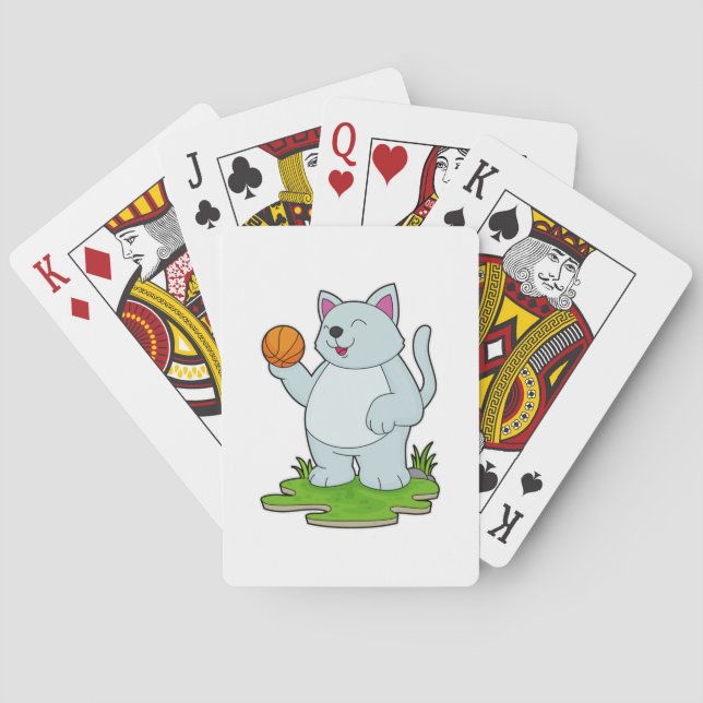Jeu De Cartes Chat comme joueur de basket-ball avec basket-ball (dos)