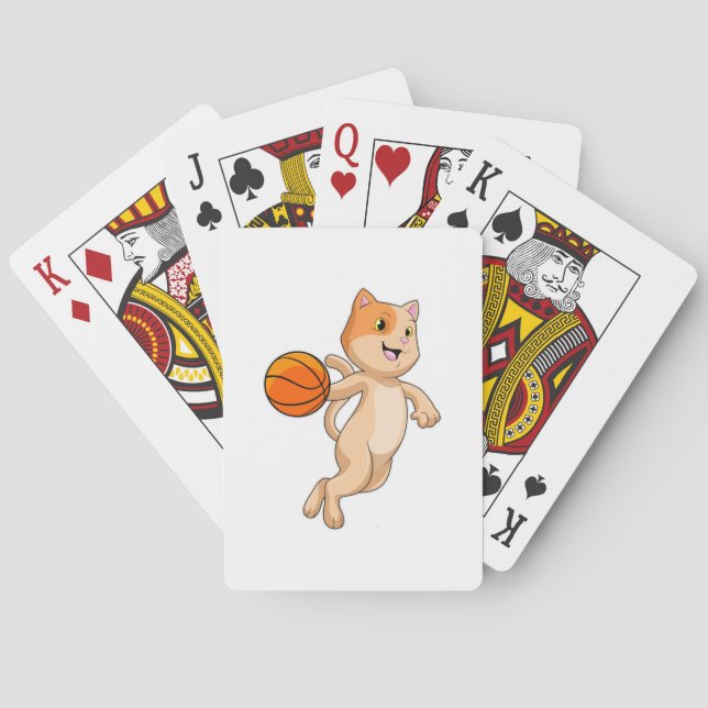 Jeu De Cartes Chat comme joueur de basket-ball avec basket-ball (dos)