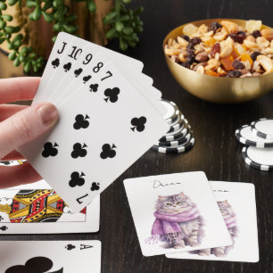 Jeu De Cartes Chat Cosy Écharpe violette hiver