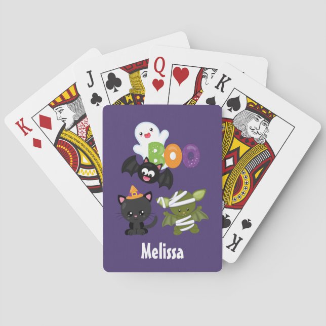 Jeu De Cartes Chat de Cute Halloween, bat, mummy et ghost (dos)