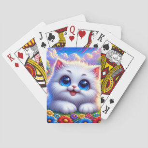 Jeu De Cartes Chat de dessin animé aux yeux bleus