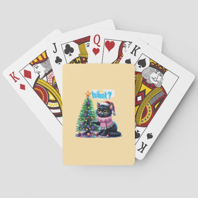 Jeu De Cartes Chat de Noël amusant Avec Sticker Arbre (dos)