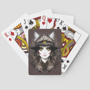 Jeu De Cartes Chat de sorcière Halloween Déplaisant Portrait mig