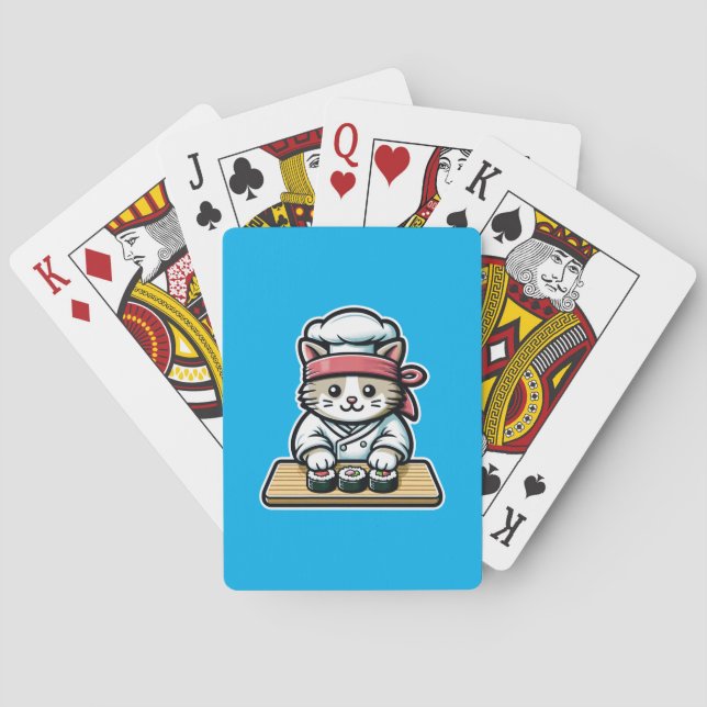 Jeu De Cartes Chat de sushi - Chat mignonne et amusante faisant  (dos)