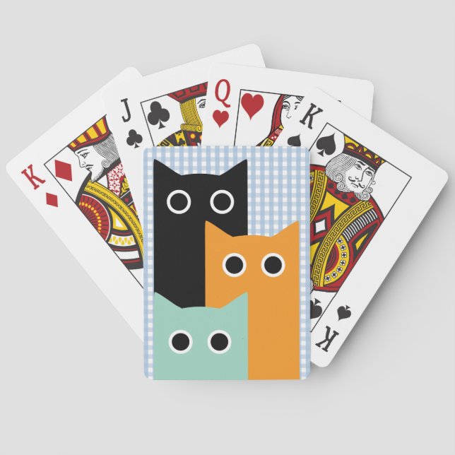 Jeu De Cartes Chat drôle, En vichy bleu (dos)