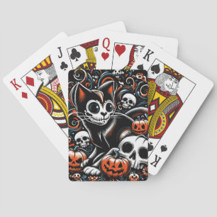Jeu De Cartes Chat éffrayant avec des crânes