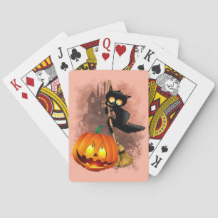 Jeu De Cartes Chat effrayé par Citrouille Fun Halloween caractèr