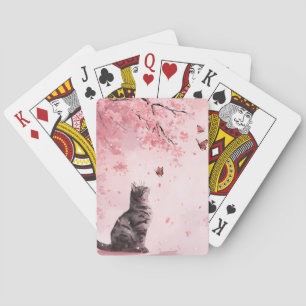 Jeu De Cartes Chat Fleur de Cerisier et Papillons (12)