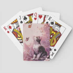 Jeu De Cartes Chat Fleur de Cerisier et Papillons (2)