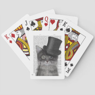 Jeu De Cartes Chat gris avec chapeau supérieur