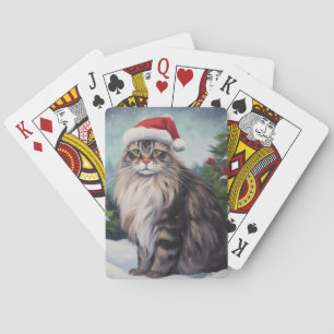 Jeu De Cartes Chat Maine Coon à Noël de neige