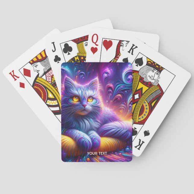 Jeu De Cartes Chat mignon bleu violet Imaginaire (dos)