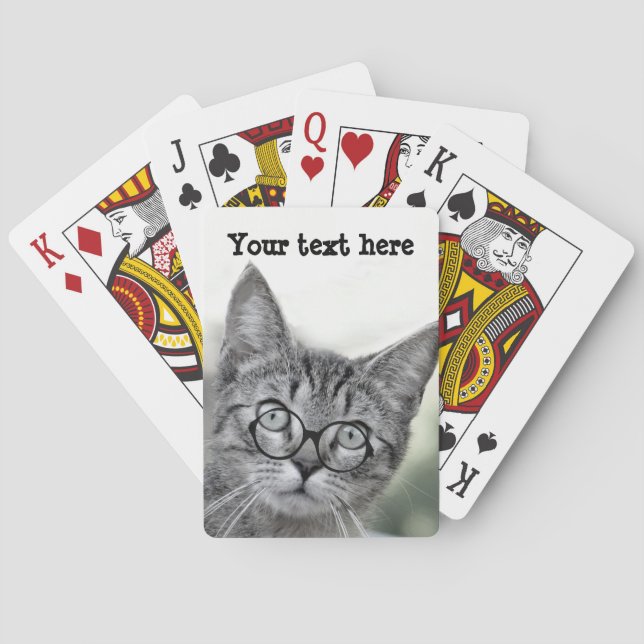 Jeu De Cartes Chat mignon et surpris avec lunettes Jouer des car (dos)