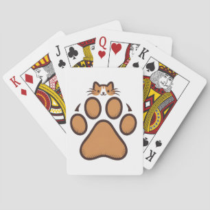 Jeu De Cartes Chat Mignon Se Cachant dans une Empreinte de Patte