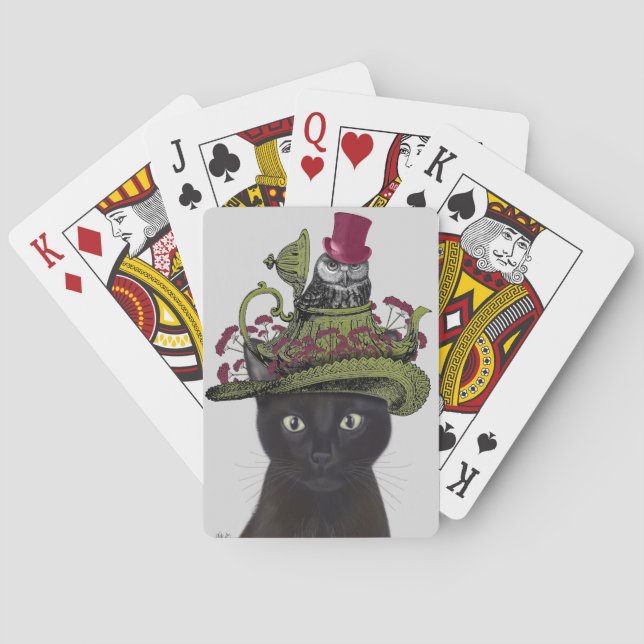 Jeu De Cartes Chat noir avec théière et hibou (dos)