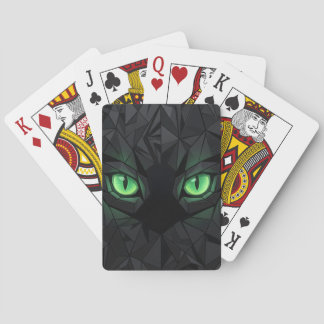 Jeu De Cartes Chat noir géométrique aux yeux verts émeraude