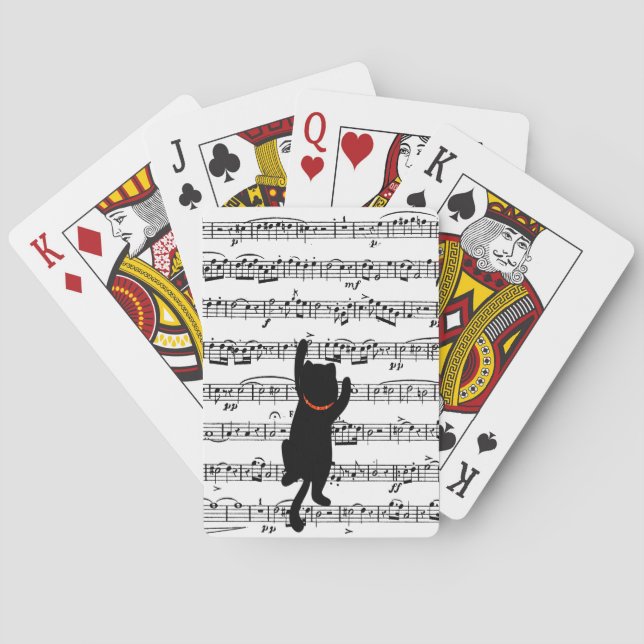 Jeu De Cartes Chat noir sur feuille (dos)