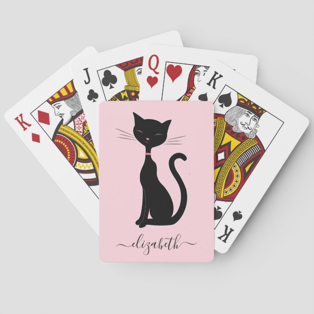 Jeu De Cartes Chat Personnalisé Rose Jouer Cartes (dos)