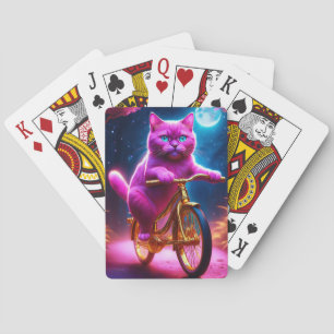 Jeu De Cartes Chat Rose Sur Vélo D'Or