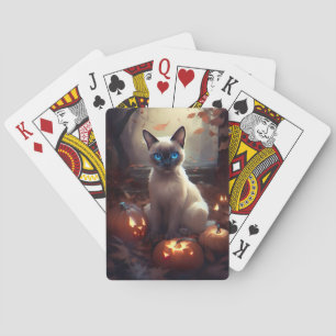 Jeu De Cartes Chat Siamais Halloween Avec Peur Citrouille