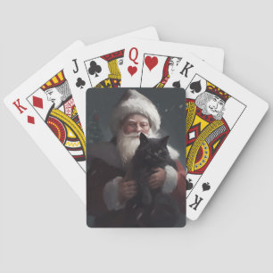 Jeu De Cartes Chat Smoking Avec Le Père Noël Festif Noël