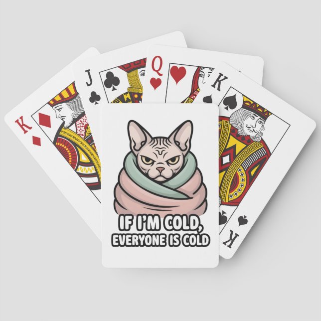 Jeu De Cartes Chat Sphynx Grincheux Art Cartoon Humour Froid (dos)
