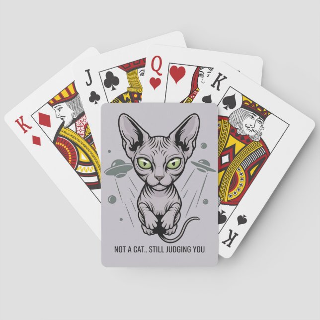 Jeu De Cartes Chat Sphynx Humoristique Espace Dessin Animé (dos)