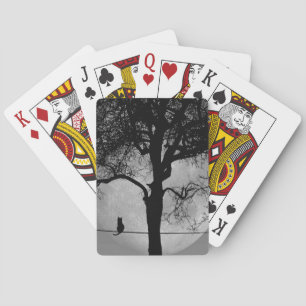 Jeu De Cartes Chat sur une Pleine lune de fil