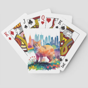 Jeu De Cartes Chat Vintage Animal Nature Environnement Art Peint