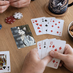 Jeu De Cartes Château de Dragon Fantaisiste Husky Chien Fantaisi