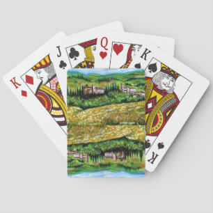 JEU DE CARTES CHÂTEAUX EN CHIANTI PAYSAGE, CHAMPS DE FLEURS JAUN
